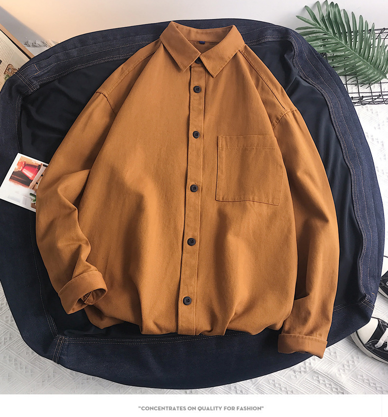 Heavyweight Casual White Cotton Long-sleeve Shirt - Image 9