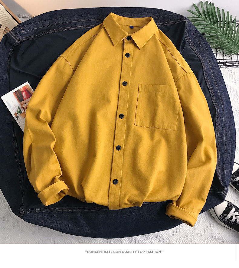 Heavyweight Casual White Cotton Long-sleeve Shirt - Image 10