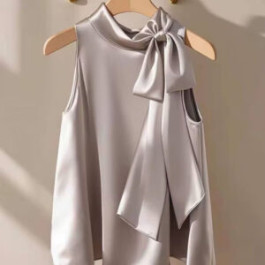 French-style Slightly Mature Niche Purple Bow-tie Blouse