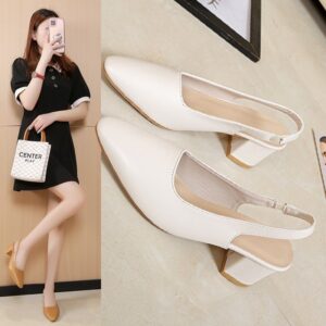 Chunky Heel Spring And Summer New Pointed High Heels For Women