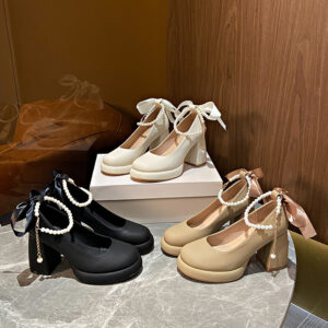Mary Jane Shoes Women's Preppy Style Chunky Heel Pearl All-match