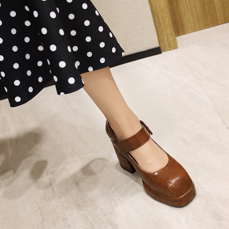 Women's Pure Color All-matching Chunky Heel High Heels - Image 3