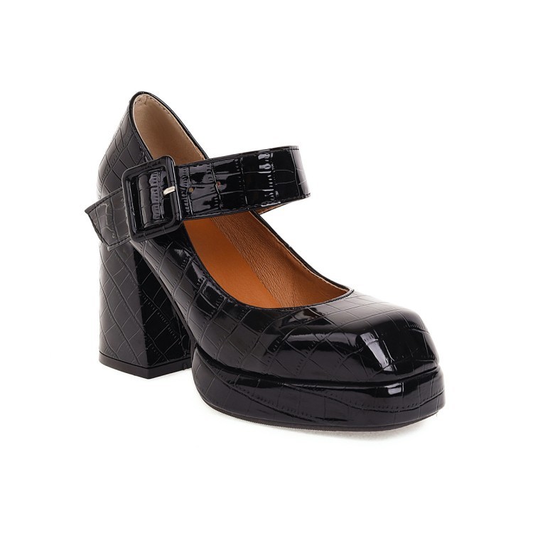 Women's Pure Color All-matching Chunky Heel High Heels - Image 5