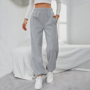Simple Straight Casual Pants High Top Sports Fleece-lined Trousers