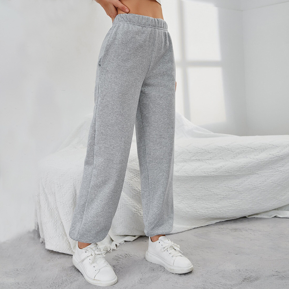 Simple Straight Casual Pants High Top Sports Fleece-lined Trousers - Image 4