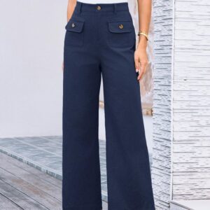 Women's High Waist Wide Leg Pants Stretch Casual Pants