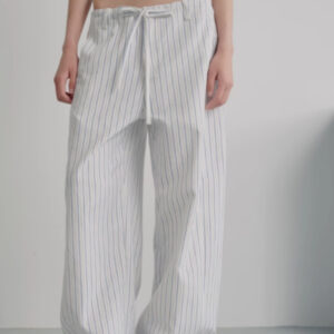 Striped Blue And White Drawstring Banana Pants