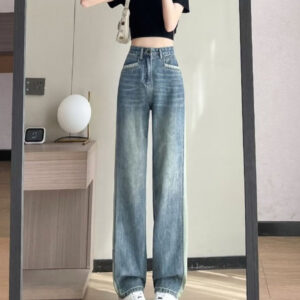 Women's Straight Jeans Summer Retro Loose Small