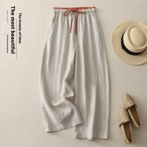 Matching Drawstring Slimming And Fashionable Loose Straight Casual Wide-leg Pants