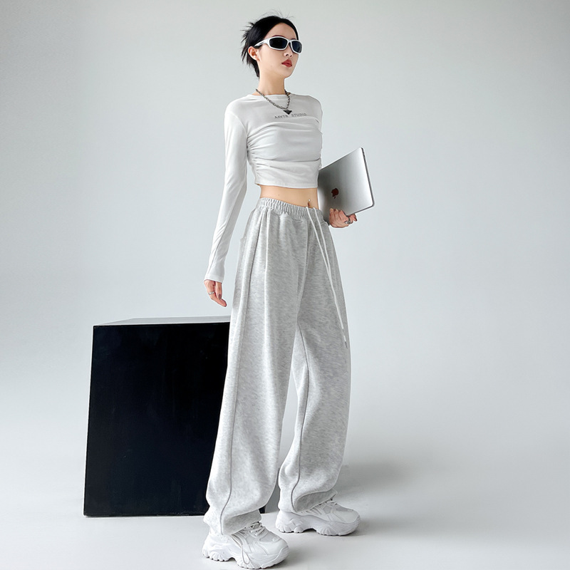 Casual Straight-leg High Waist Slimming Wide Leg Pants - Image 3