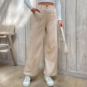 Women's Casual Slacks Splicing Straight-leg Pants