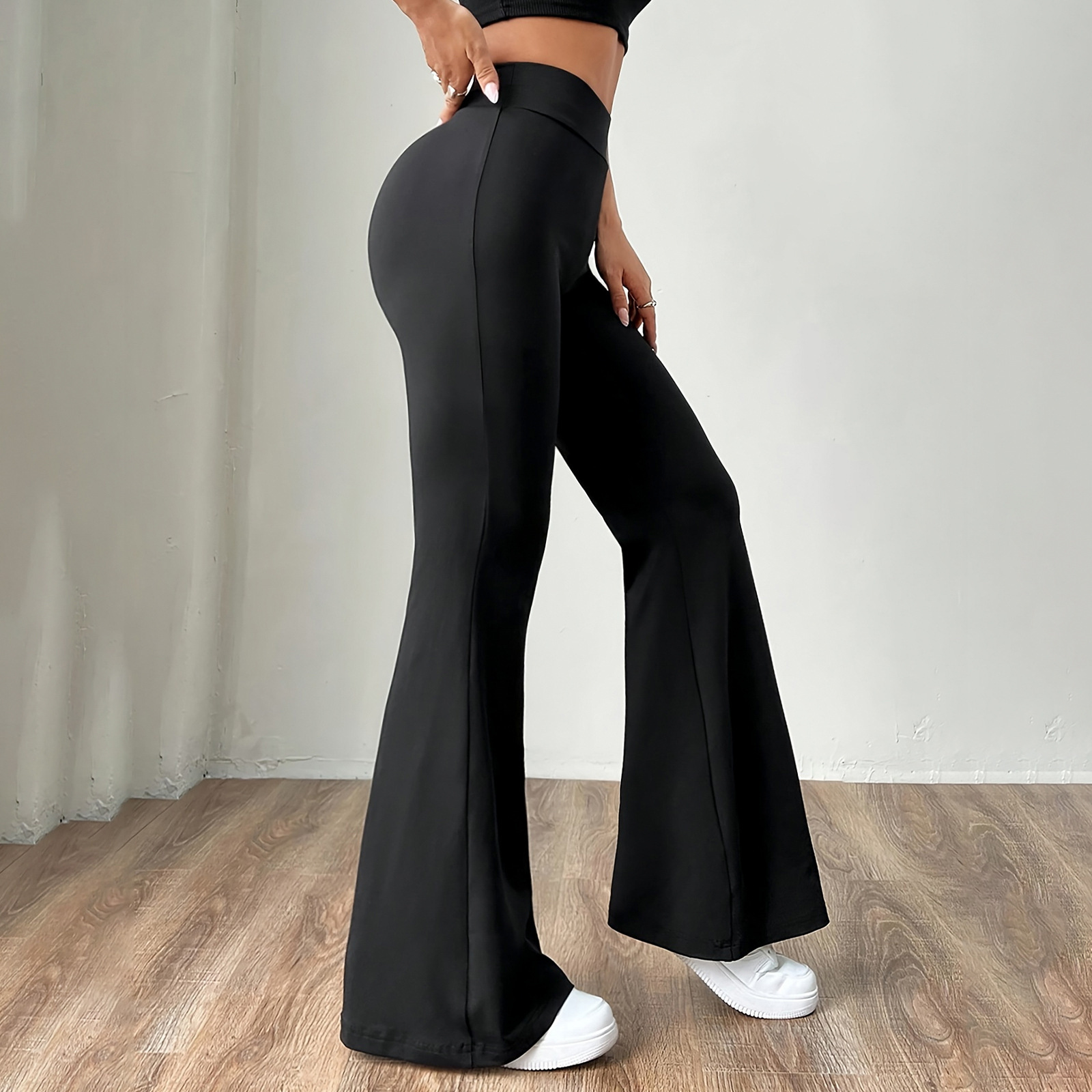 Women's Casual High Waist Hip Lift Bootcut Trousers - Image 4