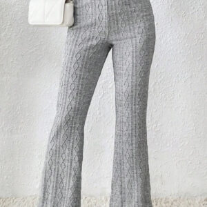 Solid Color Knitted Jacquard Flared Women's Trousers