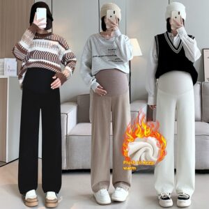 European Cotton Velvet Stripes Maternity Pants Outer Wear Fleece-lined Thickened