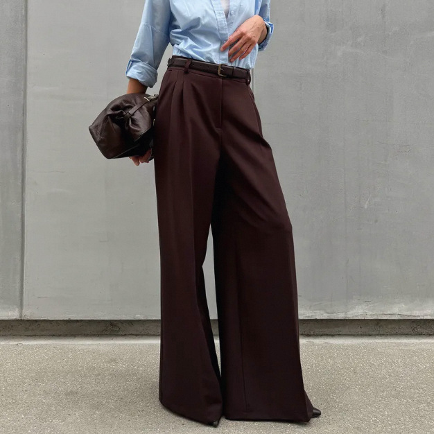 High Waist Mopping Commuter Draped Suit Pants