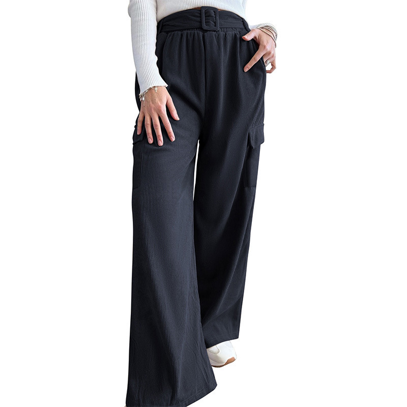 Loose Solid Color Corduroy Wide-leg Pants - Image 5