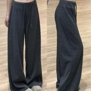High-waisted Loose Knit Pants For Women