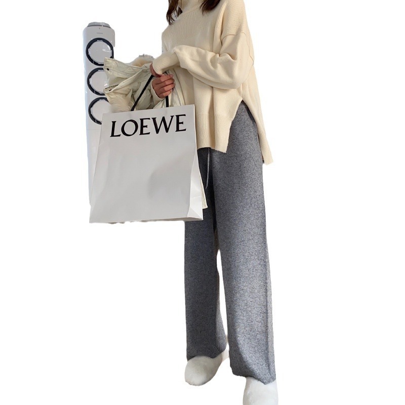 Women's Autumn And Winter Knitting Wide-leg Pants High Waist Drooping Mopping Casual - Image 5