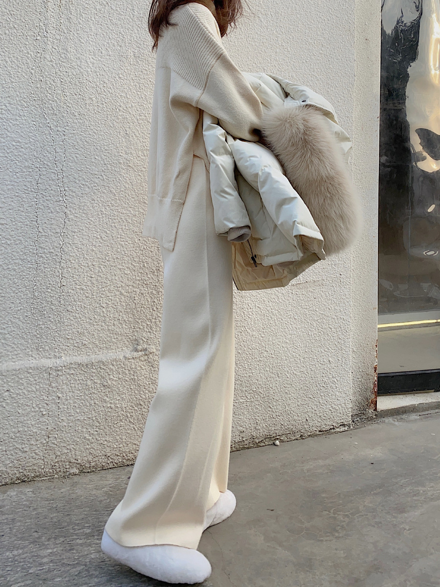 Women's Autumn And Winter Knitting Wide-leg Pants High Waist Drooping Mopping Casual - Image 6