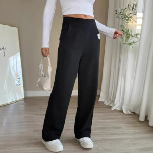 Women's Casual Pants Solid Color High Waist Straight-leg Pants