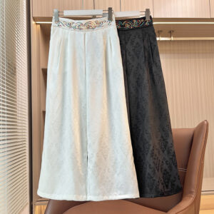 Women's Loose All-match Retro Elastic Band High Waist Wide Leg Pants