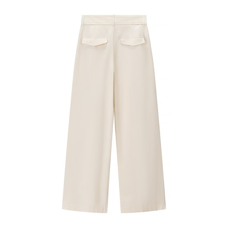 High Waist Wide Leg Draping Pleated Trousers - Image 2