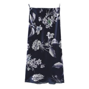 Women's Satin Midi Floral Print Skirt