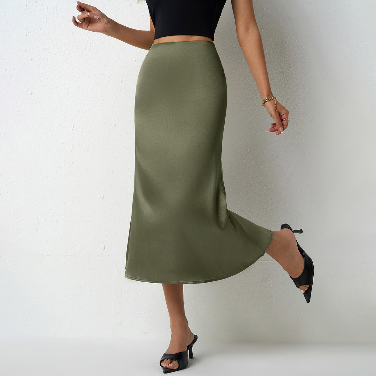 Satin Women's Fishtail Satin Skirt - Image 2