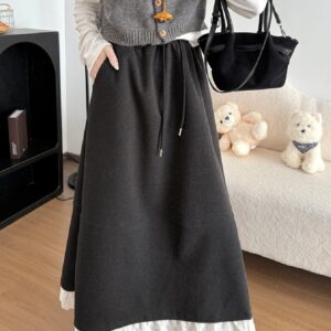 Women's Fashion Lace Trim Flare Skirt