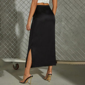 Split Satin Skirt Summer New Versatile Color
