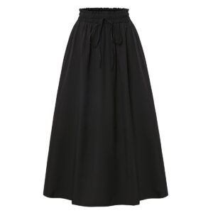 Casual Loose Pocket Skirt With Drawstring And Drape