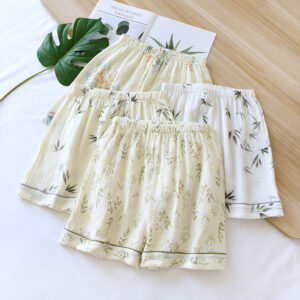 Summer Pure Cotton Gauze Thin Loose Home Shorts