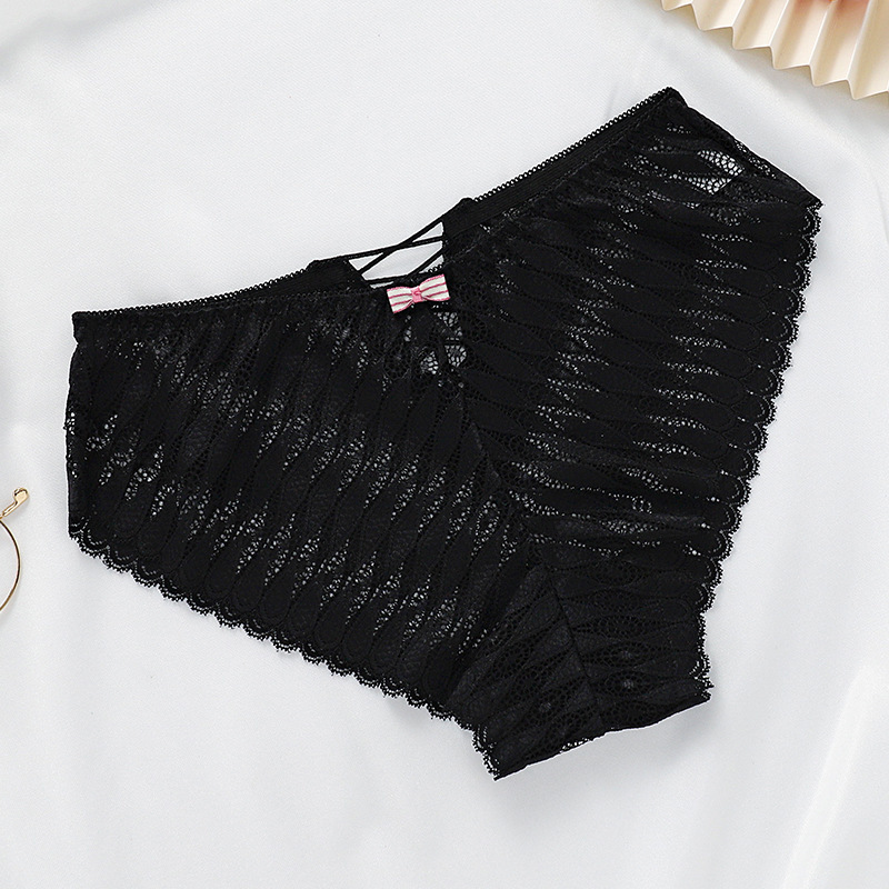 Women's Lace Panties Mid-low Waist Cross Belt - Image 7