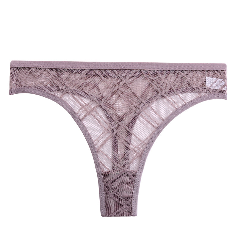 Lace Thong Women's Panties Briefs High Slit Cutout - Image 4