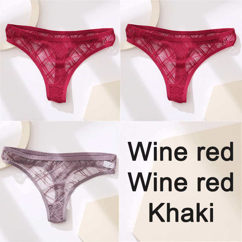 Lace Thong Women's Panties Briefs High Slit Cutout - Image 7