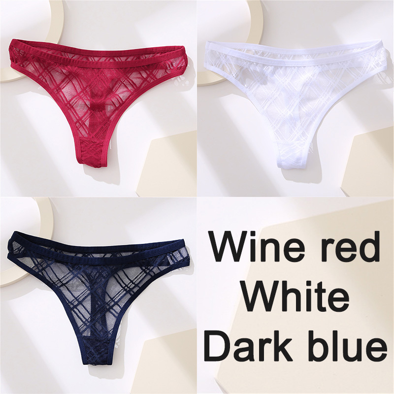 Lace Thong Women's Panties Briefs High Slit Cutout - Image 8