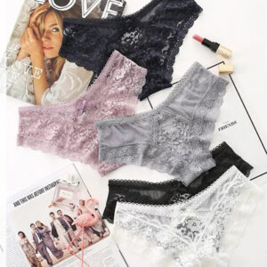 Hollow low waist seamless lace trim panties