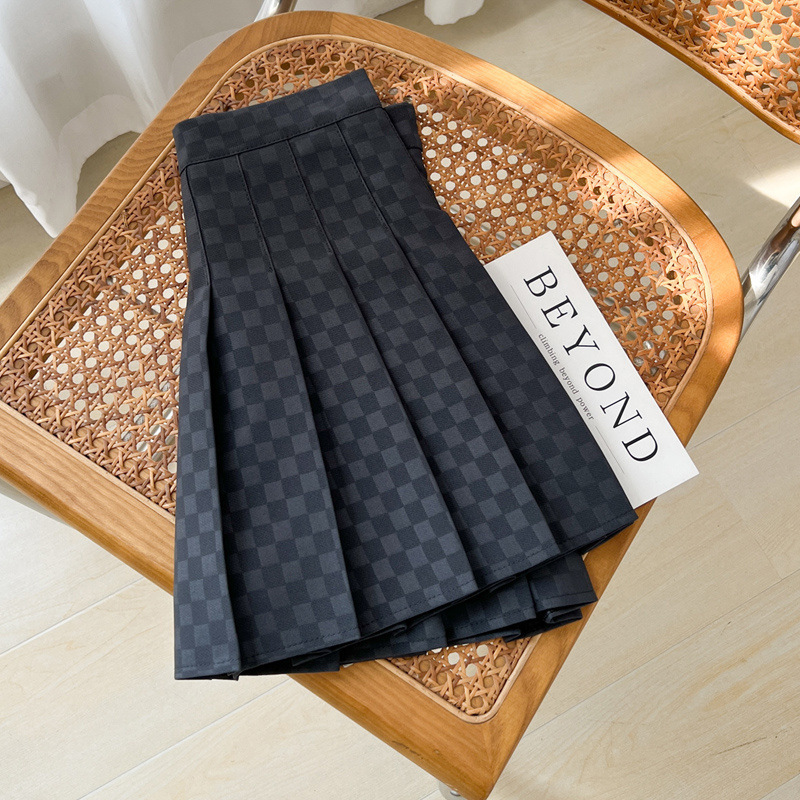 Plaid A-line Skirt For Women Pleated High-waisted And Figure-flattering - Image 4