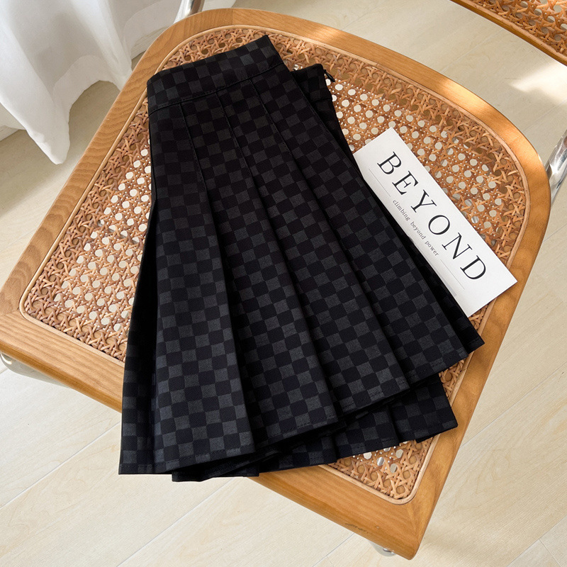 Plaid A-line Skirt For Women Pleated High-waisted And Figure-flattering - Image 5