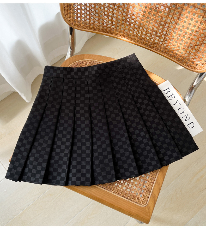 Plaid A-line Skirt For Women Pleated High-waisted And Figure-flattering - Image 7