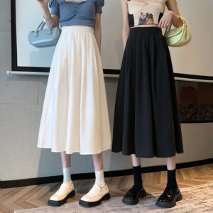 Simple Casual Slimming Mid-length High Waist Skirt