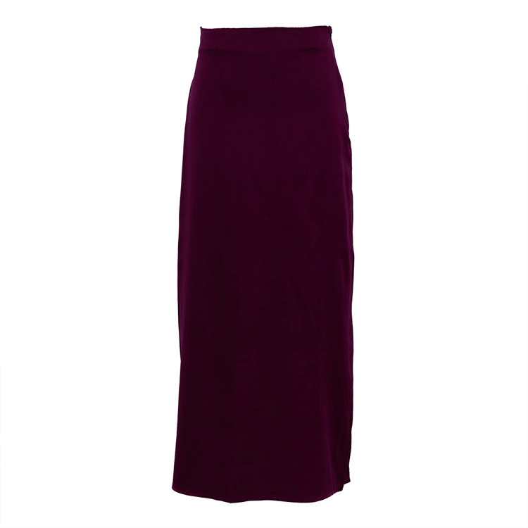 Women's Fashion Pure Color Minimal Versatile High Waist Long Skirt - Image 5