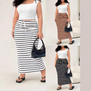 Knitted Simple Pocket Slim-fit Hip Skirt