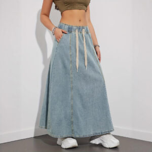Retro High Waist Slimming Loose Denim Skirt