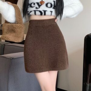 Women's Small High Waist Sheath Plush Skirt High-end
