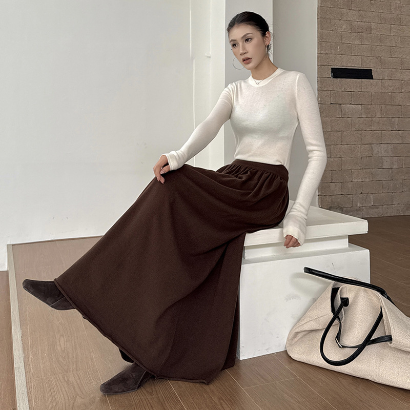 Women's Polyester Blended Fall Winter Skirt - Image 3