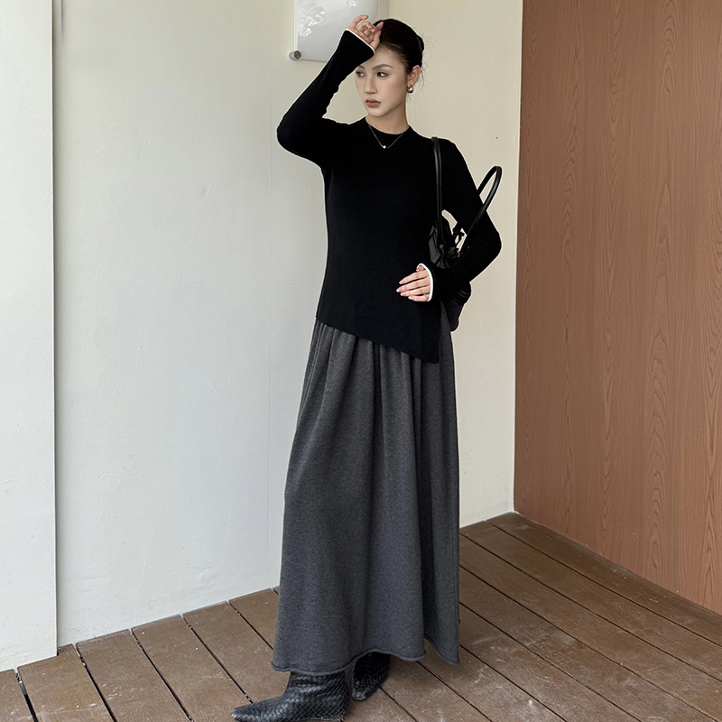 Women's Polyester Blended Fall Winter Skirt - Image 4