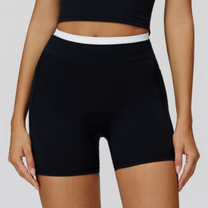 Thread High Waist Tight Nude Feel Contrast Color Yoga Shorts