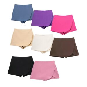 Women's High Waist Asymmetric Short Pantskirt