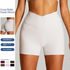 Nude Feel Cross High Waist Yoga Shorts Women's Tight Sports And Fitness Shorts